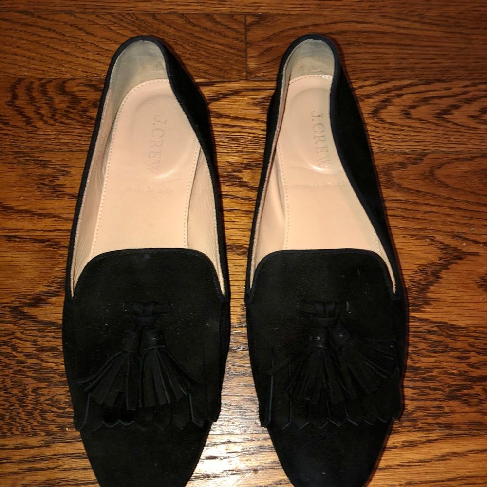 Suede tassel flats